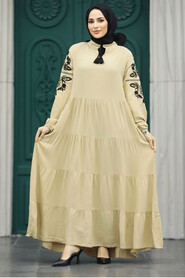  Modest Beige Abaya Dress 30140BEJ - 2