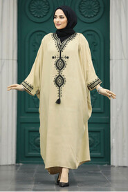  Modest Beige Abaya Dress 41141BEJ - 1
