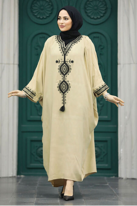  Modest Beige Abaya Dress 41141BEJ - NEVA STYLE