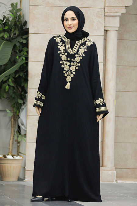  Modest Black Abaya Dress 10109S - NEVA STYLE