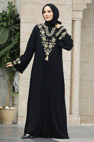  Modest Black Abaya Dress 10109S - 3