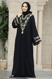  Modest Black Abaya Dress 10109S - 4