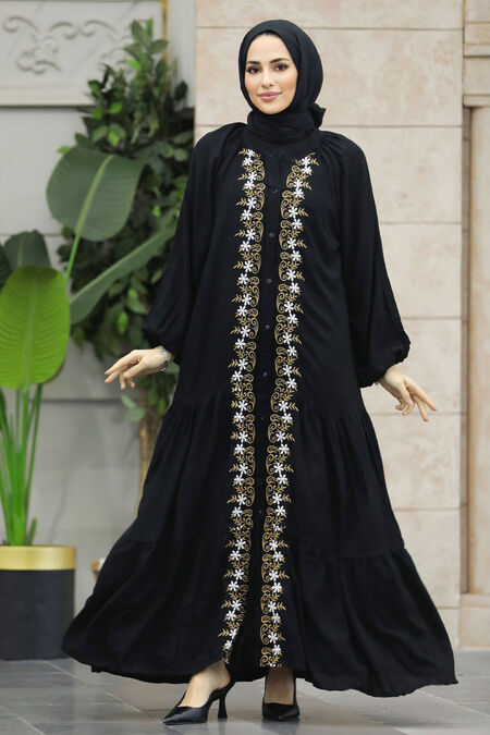  Modest Black Abaya Dress 10139S - NEVA STYLE