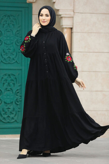  Modest Black Abaya Dress 10147S - NEVA STYLE