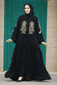  Modest Black Abaya Dress 10186S - 1