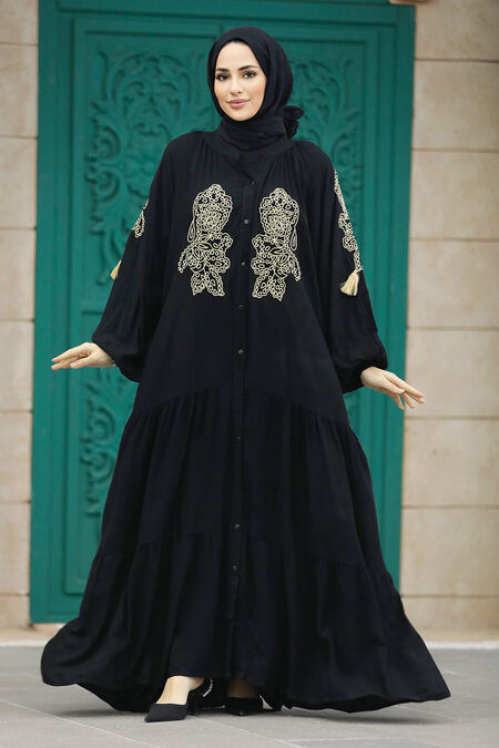  Modest Black Abaya Dress 10186S - NEVA STYLE