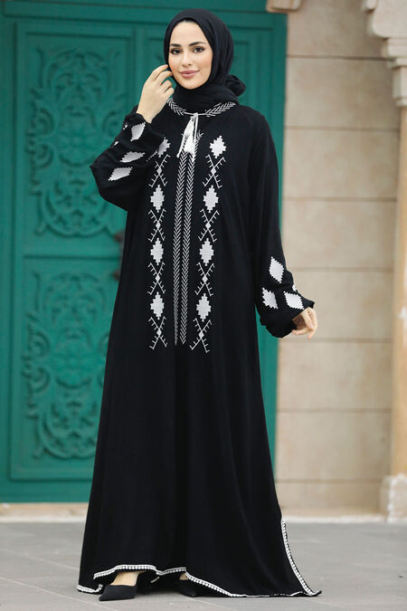  Modest Black Abaya Dress 11136S - NEVA STYLE