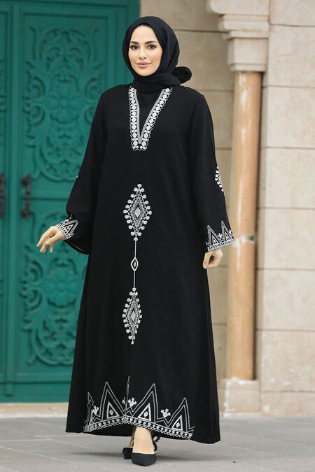 Modest Black Abaya Dress 40026S - NEVA STYLE