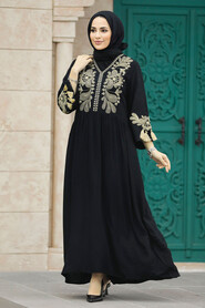  Modest Black Abaya Dress 40104S - 1