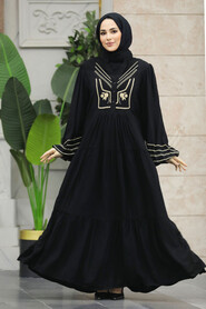  Modest Black Abaya Dress 41007S - 1