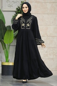  Modest Black Abaya Dress 41007S - 2