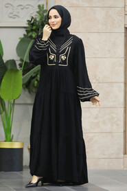  Modest Black Abaya Dress 41007S - 3