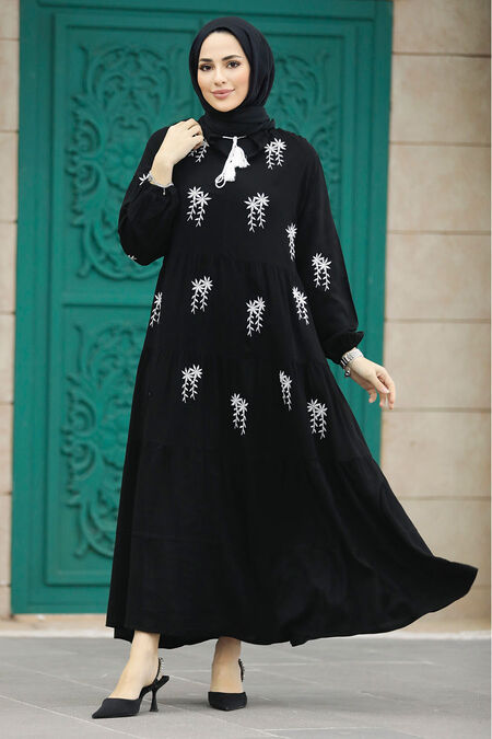  Modest Black Abaya Dress 41008S - NEVA STYLE