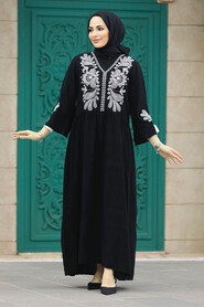 Modest Black Abaya Dress 41104S - 1