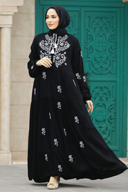  Modest Black Abaya Dress 41110S - 1