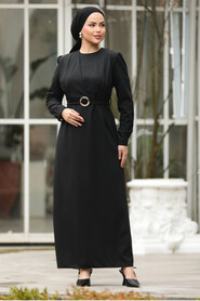  Modest Black Long Dress 636S - 1