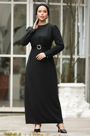  Modest Black Long Dress 636S - 2