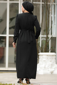  Modest Black Long Dress 636S - 3