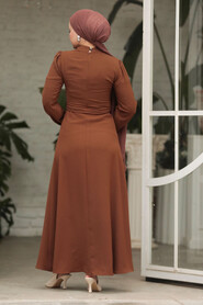  Modest Brown Long Dress 57453KH - 3