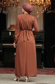  Modest Brown Long Dress 636KH - 4