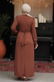  Modest Brown Long Dress 636KH - 5