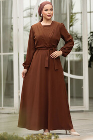 Neva Style - Modest Brown Maxi Dress 30002KH - 2