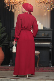  Modest Claret Red Long Dress 30013BR - 3