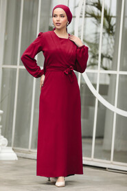 Neva Style - Modest Claret Red Maxi Dress 30002BR - NEVA STYLE