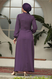  Modest Dark Lila Long Dress 57453KLILA - 3