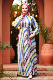  Modest Fuchsia Long Sleeve Dress 30062F - 2