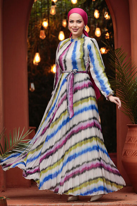  Modest Fuchsia Long Sleeve Dress 30062F - NEVA STYLE