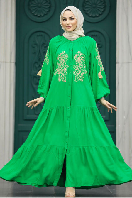  Modest Green Abaya Dress 10186Y - NEVA STYLE