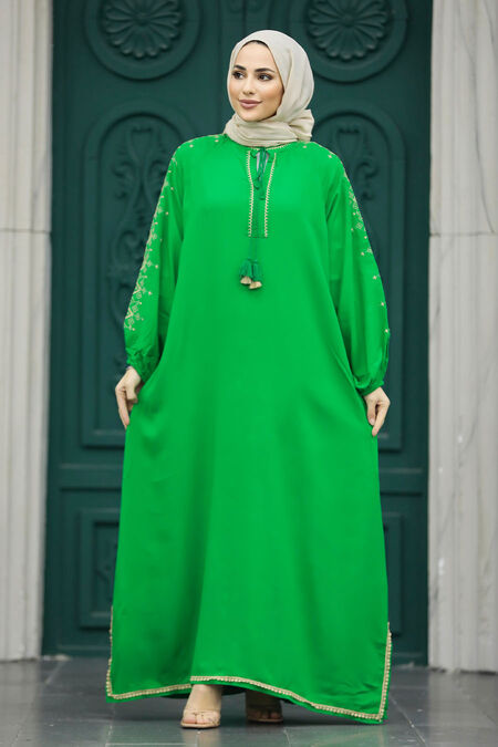 Modest Green Abaya Dress 40050Y - NEVA STYLE