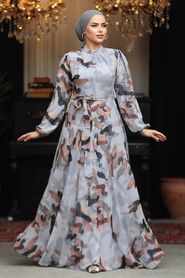  Modest Grey Chiffon Maxi Dress 30059GR - 1