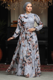  Modest Grey Chiffon Maxi Dress 30059GR - 2