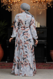  Modest Grey Chiffon Maxi Dress 30059GR - 3