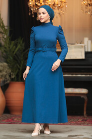  Modest İndigo Blue Maxi Dress 554IM - 3