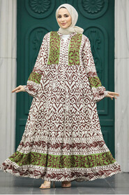  Modest Khaki Tie Dye Dress 10215HK - 2