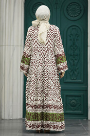  Modest Khaki Tie Dye Dress 10215HK - 4