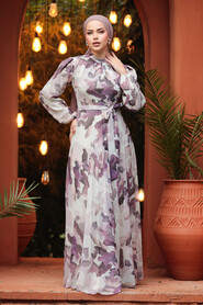  Modest Lila Chiffon Maxi Dress 30059LILA - 3