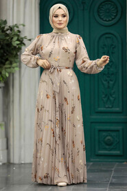  Modest Mink Floral Dress 33087V - 2