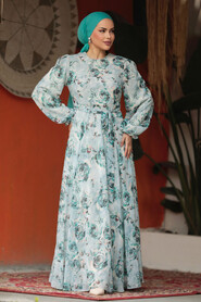  Modest Mint Long Floral Dress 33077MINT - 2