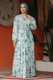  Modest Mint Long Floral Dress 33077MINT - 3