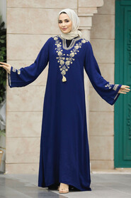  Modest Navy Blue Abaya Dress 10109L - 2