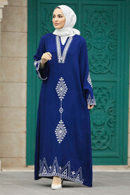  Modest Navy Blue Abaya Dress 40026L - 2