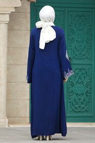  Modest Navy Blue Abaya Dress 40026L - 4