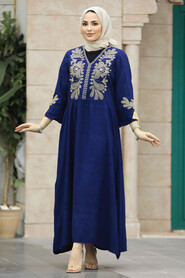  Modest Navy Blue Abaya Dress 40104L - 2