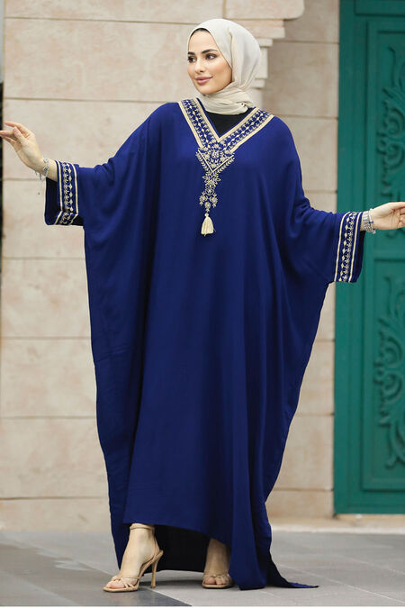  Modest Navy Blue Abaya Dress 40120L - NEVA STYLE