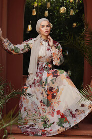  Modest Orange Maxi Dress 30066T - 3