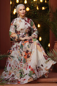  Modest Orange Maxi Dress 30066T - 1